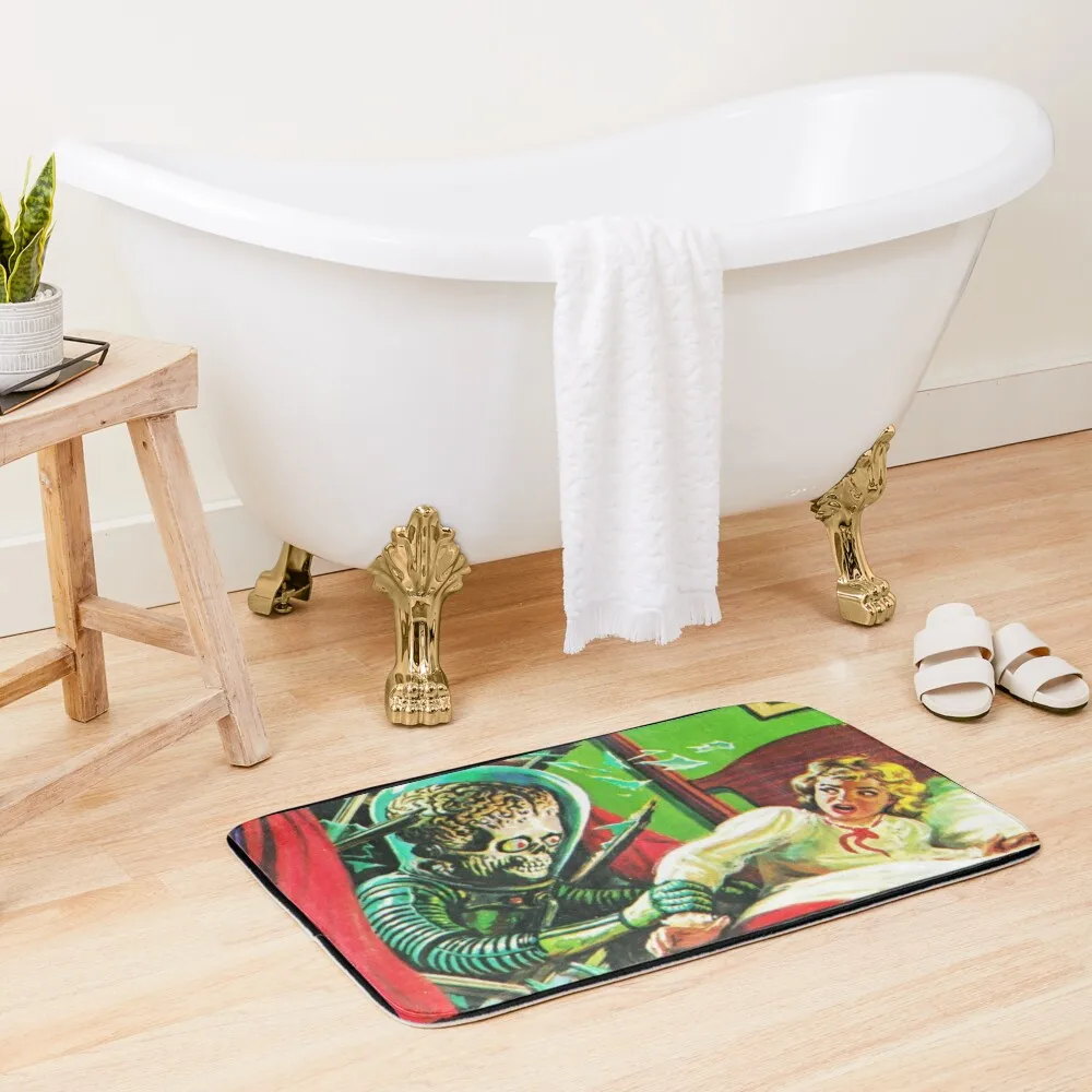 beast and the beauty, destruction, mars attack, ufo, flying saucer, soldiers, army, invasion Bath Mat Toilet Floor Mat