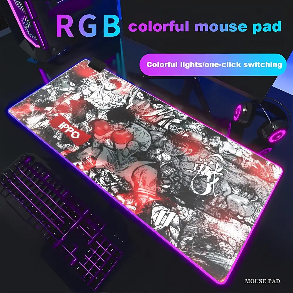 

RGB коврик для мыши Hajime No Ippo коврик для мыши ПК геймерские шкафы настольный коврик светодиодный большой геймер светящийся настольный коврик студенческий коврик для письма