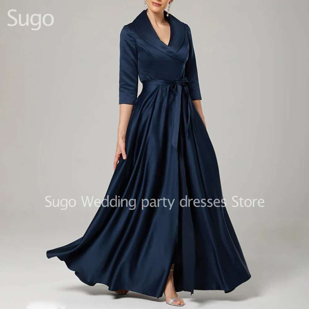 

Customized Elegant Long Navy Blue Mother of the Bride Dresses Floor-Length A-Line Evening Gala Wedding Guest Groom Dress 2026