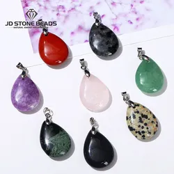 5 Pcs/lot Natural Pink Quartz Apatite Yellow Tiger Eye Water Drop Shape Pendant Polished Charms For Jewelry Making Diy Necklace