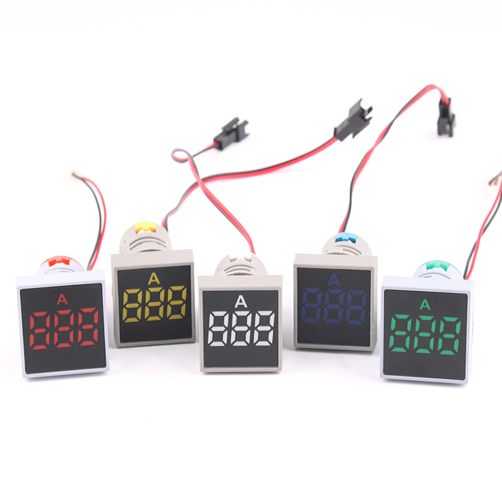 22mm AC 20V-500V 0-100A LED Voltmeter voltage meter indicator pilot light Red Yellow Green white Blue digital ammeter