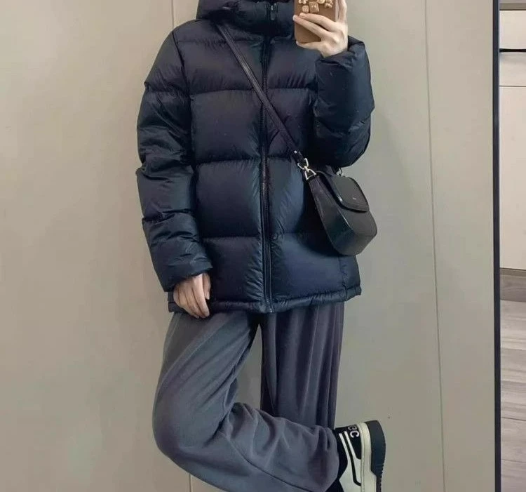 Veste en duvet de coton noir pour femme, manteau d'hiver à capuche épais haut de gamme, nouvelle collection 2025