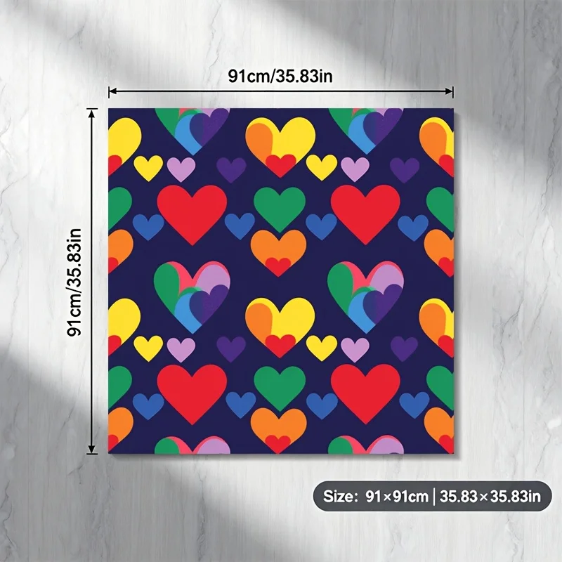 

[] 1 piece of 35-inch dark blue background colorful love contrasting pattern headscarf, soft and skin-friendly, light and comfortable, easy to wear and easy to stack, suitable for daily wear/street styling/friends gathering/commuting to work,