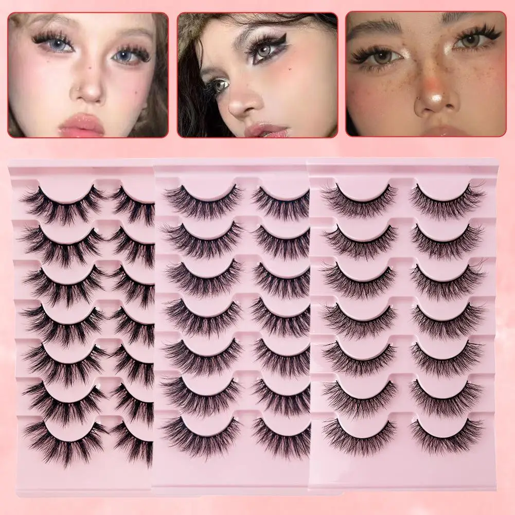 Full-strip False Eyelashes Natural Look Faux Mink Eyelashes Fluffy Cat Eye Strip Eyelash Small Fake Lashes Set For Beginners