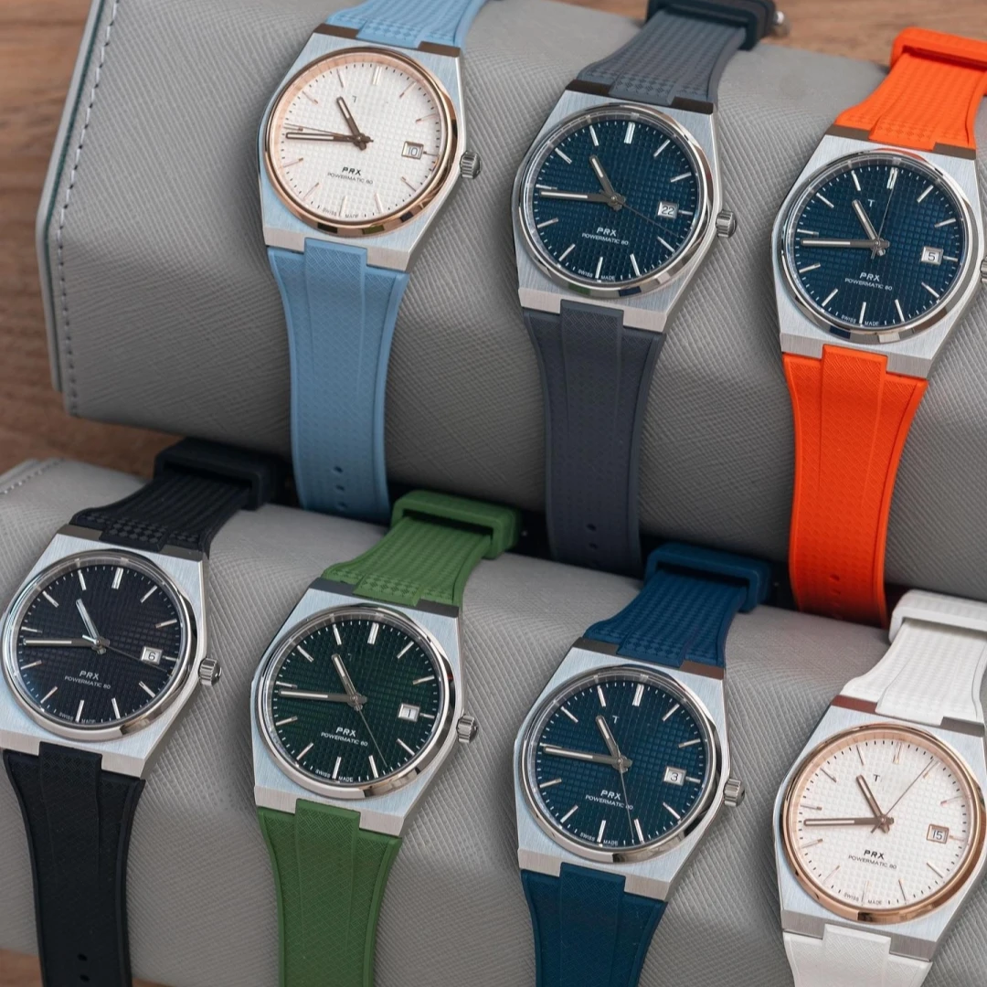 11mm 12mm Fit For Tissot PRX 35mm/40mm Dial FKM Rubber Strap With Quick Release Bar Tropical Pattern Watch Strap