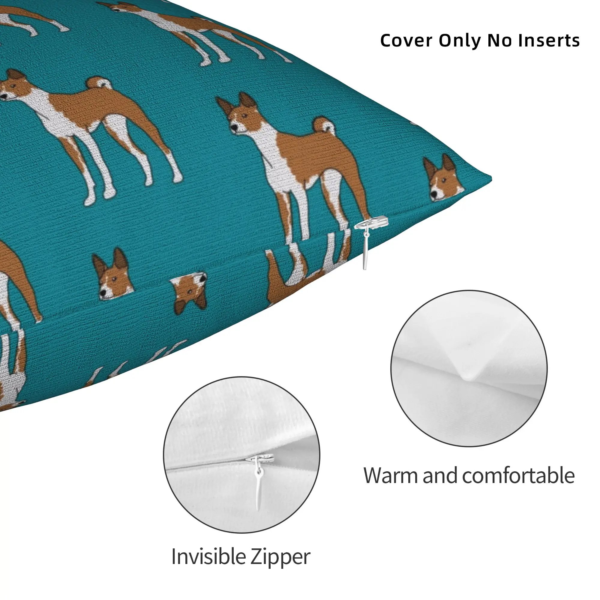 Printing Funny Basenji Poodle Pillowcase Polyester Cushion Cover Decoration Dog Animal Print Throw Pillow Case Cover Home Square