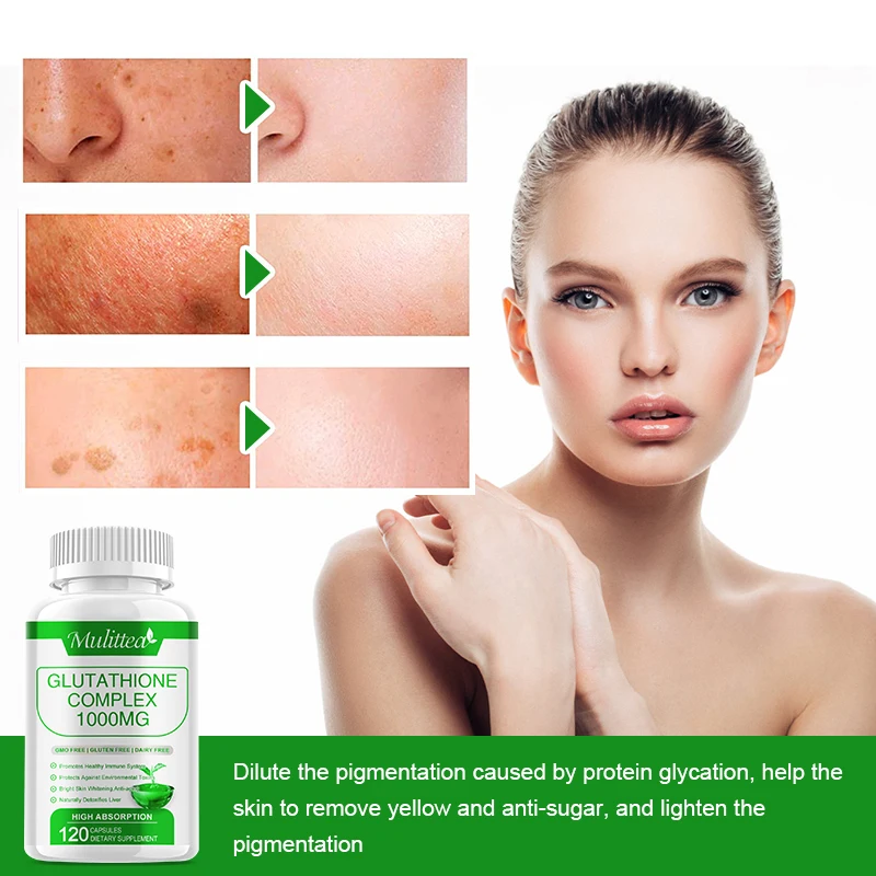 Mulittea Glutathione for Brighten Skin Colour & wrinkle Fading Spots Deeply Nourishing Collagen Supplements for Adults