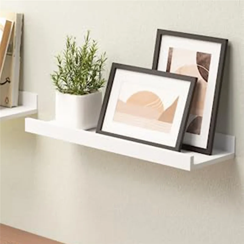 Floating Shelf Wall-Mounted, Bedroom Modern White Wall Frame, Used for Decoration Living Room Bathroom Kitchen