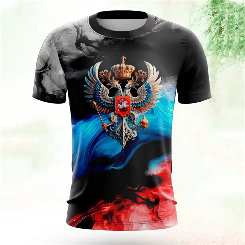 CCCP T-Shirt Men's Fashion Russia National Flag Print Pattern Short Sleeve Oversized T-shirt The Soviet Union Tees Tops Clothing