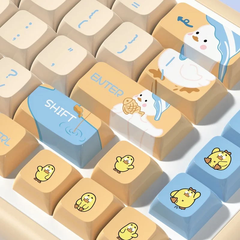 144 Key Cute Duck Keycaps Theme Original Factory MDA Highly Personalized Customized Pbt Thermal Sublimation Mechanical Keycaps