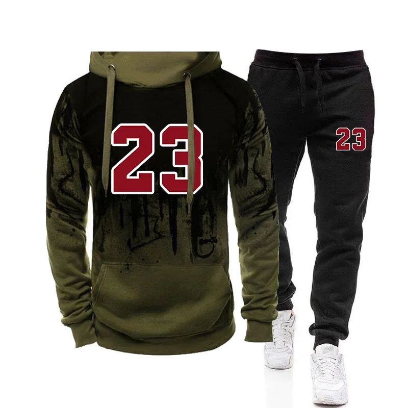 

2025 New Arrival Men's Hooded Sweatshirts Sweatpants 2pcs Set Fall Winter Daily Casual Sporty Jogger Suit Urban Fashion Outfits