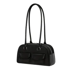 Koreańska moda damska torba na ramię czysta czarna Pu skórzana torebka do gry w kręgle Casual Luxury Vintage 2024 New Boston Tote Bag