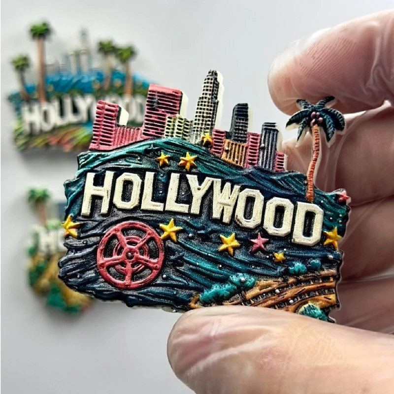 مغناطيس ثلاجة هوليوود - تذكار LA عتيق، ديكور أمريكي فريد من نوعه، هدية ممتازة لمحبي الأفلام وغرفة النوم الجمالية