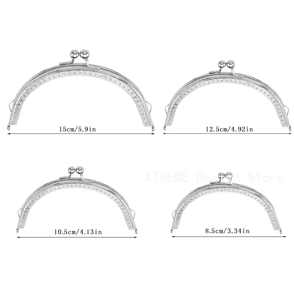 1PCS 8.5/10.5/12.5/15CM Glossy Silver Basic Semicircle Metal Purse Frame Kiss Clasp Lock DIY Bag Accessories