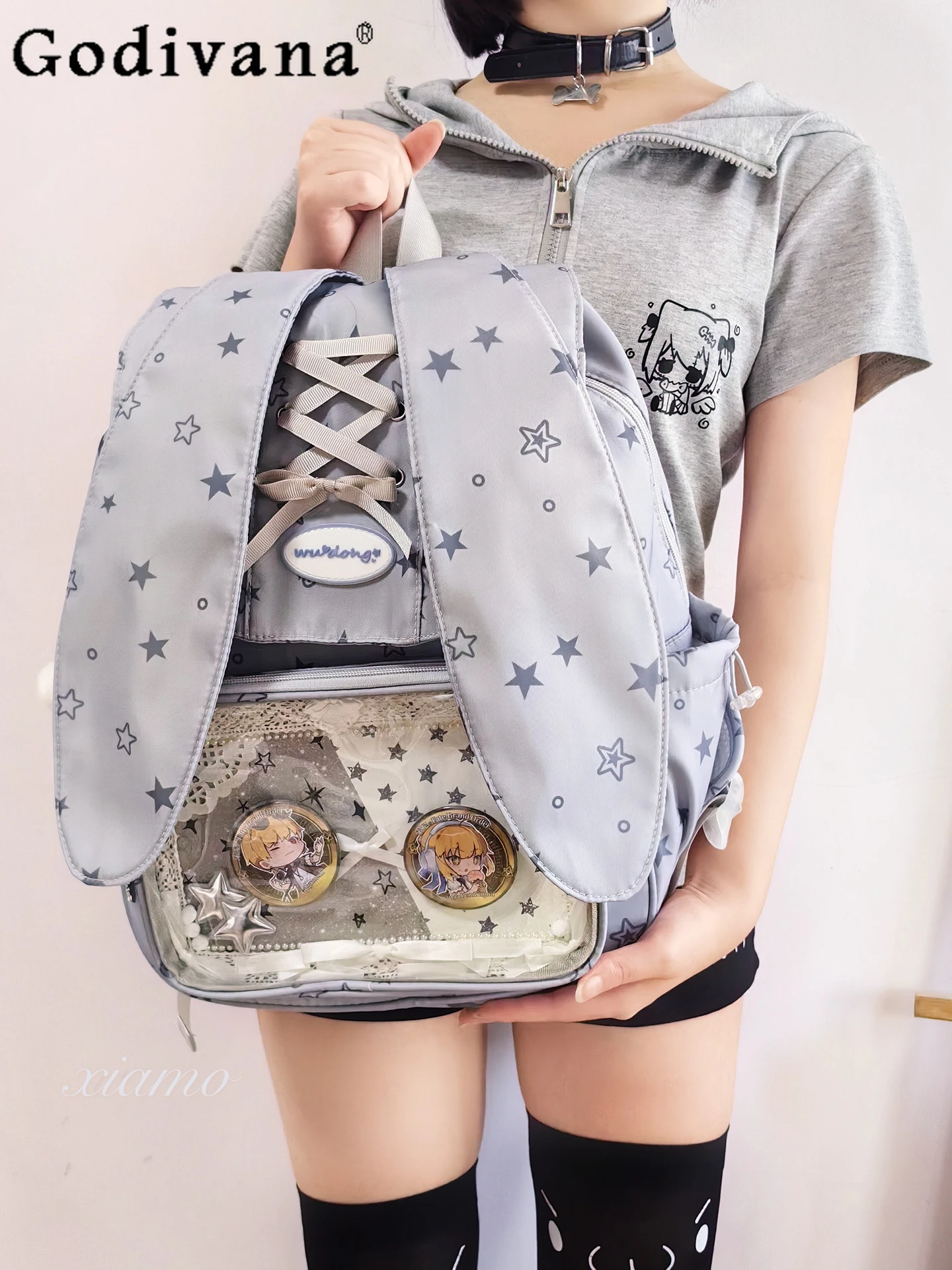 

2D Japanese Original Daily Versatile Backpack Japanese Ins College Style Cute Girl Large Capacity Casual Commuting Pain Bag