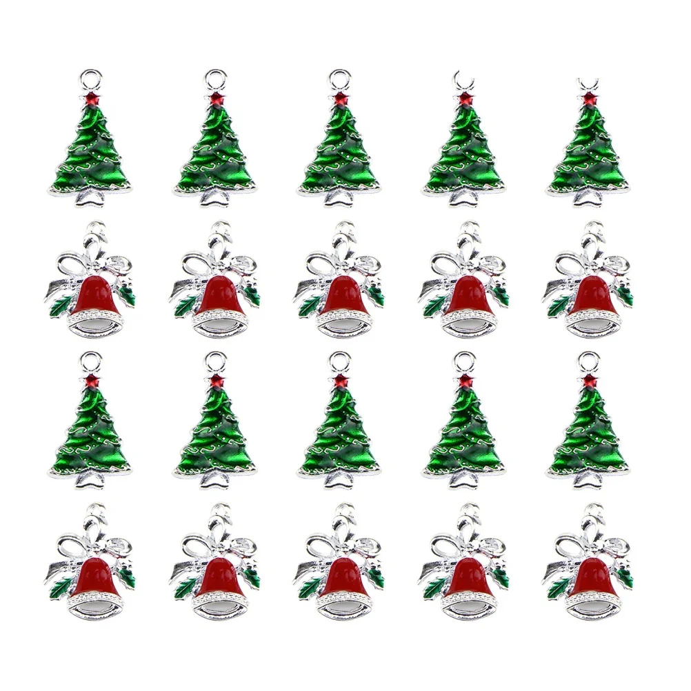 

20Pcs Christmas Theme Pendants in Bulk Alloy Drop Charms for DIY Necklace Bracelet Ankle Chain Jewelry Making Projects