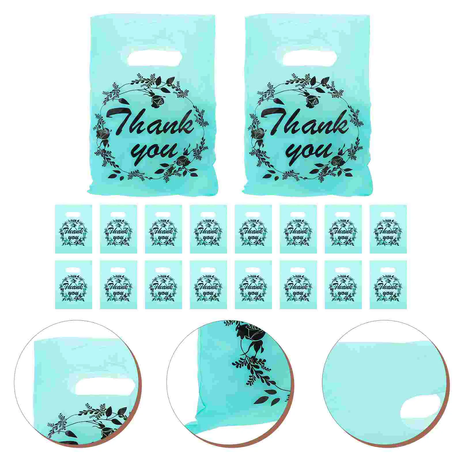 100 Pcs Thank You Merchandise Bag Gift Bags for Thanks Boutique with Handles Shopping Pvc