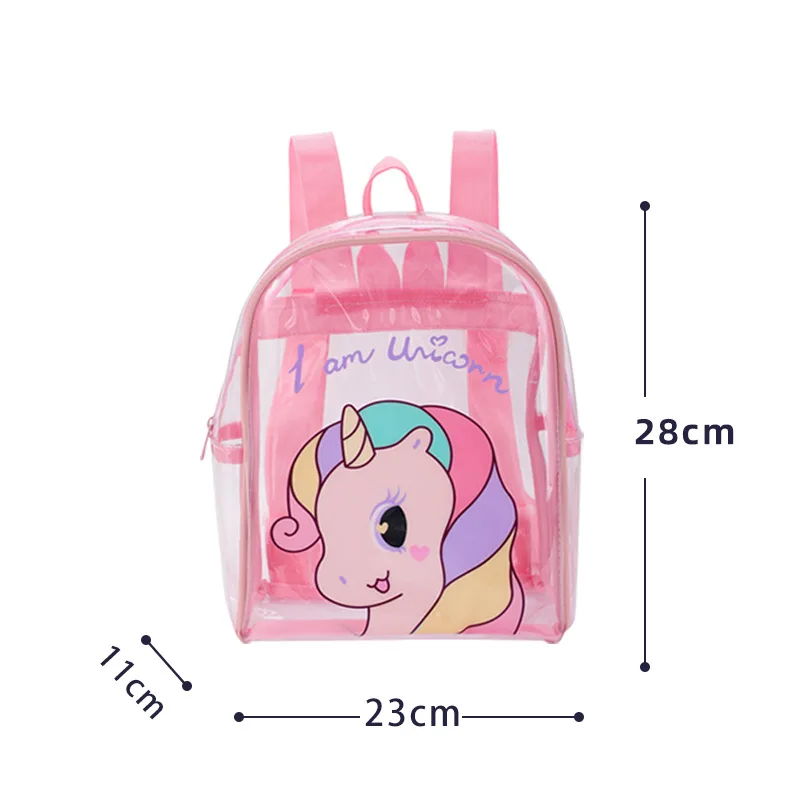 Unicorn PVC Transparent Backpack for Children Cartoon Cute Girls Backpack for Kindergarten Princess Schoolbag  Backpack Kids