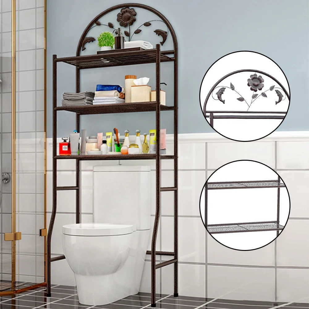 

3 Tier Bathroom Over The Toilet Space Saver Bathroom Organizer Free Standing Toilet Shelf Rack 70.9*24.4*12.6 Inch