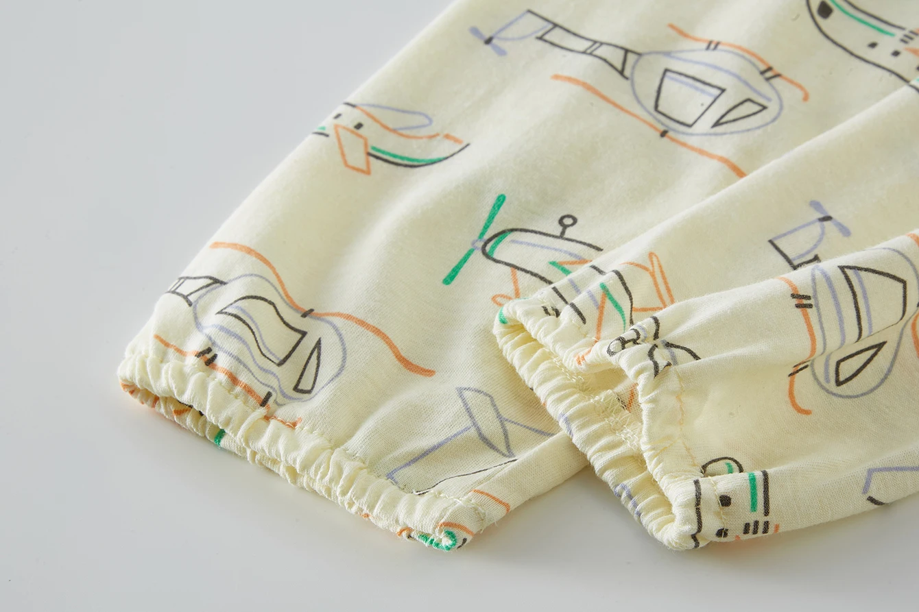 Kinder-Schlafanzug-Set aus 100% Baumwolle mit Vollflächigem Cartoon-Flugzeug-Druck, Langarm-Pyjama für Kinder von 1-8 Jahren, 2-teilig – Detail 12