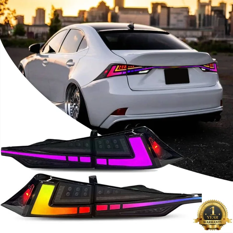 

RGB LED Tail Lights For Lexus IS250 300 350 ISF 200t 2013-2020 Smoke Rear Lamps