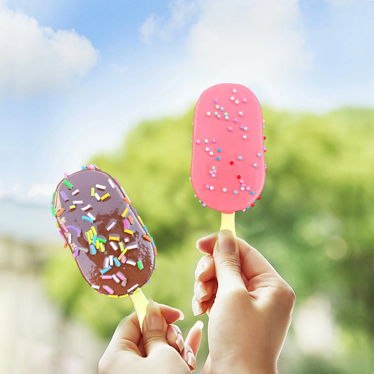 3er-Pack Künstliche Eis am Stiel Nachbildung mit Streuseln Simuliertes Dessert Fotografie-Requisiten Bäckerei-Display Küchendekoration O – Detail 1