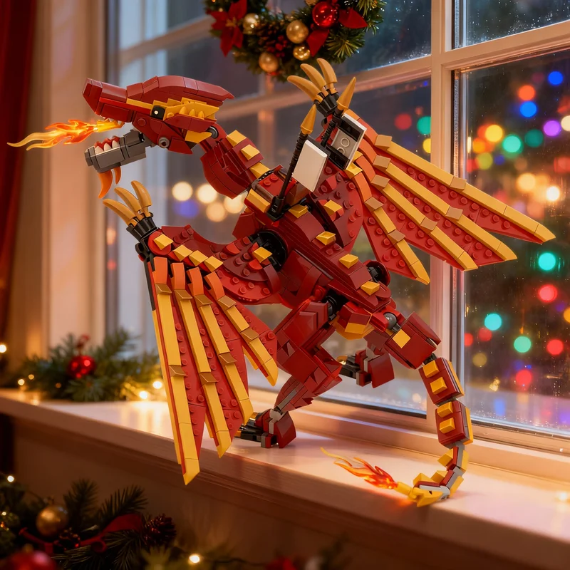 648 elementów MOC Ninjia Ognisty Smok Model Klocki Konstrukcyjne Zabawki Składanie Kreatywne DIY Pomysł na Prezent Świąteczny Edukacja