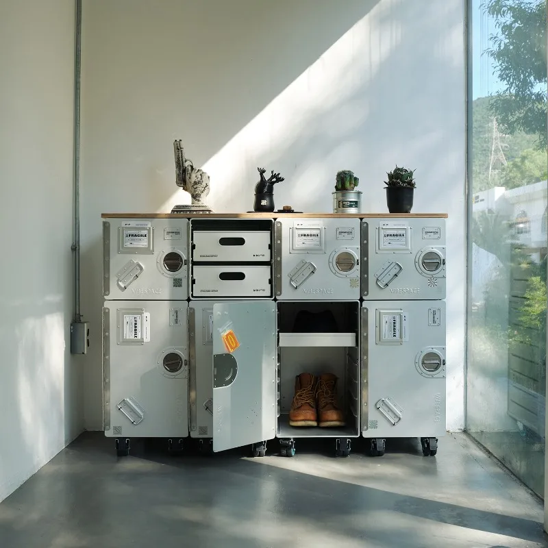 

Aviation Storage Cabinet Metal Industrial Wind Storage Box Entry Entrance Aluminum Alloy Removable Household