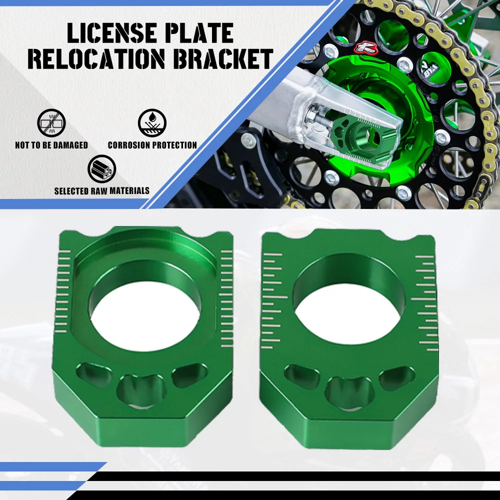 

CNC dirt bike Green Axle Block Chain Adjuster For KAWASAKI KX125 250 2003-08 KX250F KXF 250 04-16 KX450F KXF 450 06-16 KLX450R