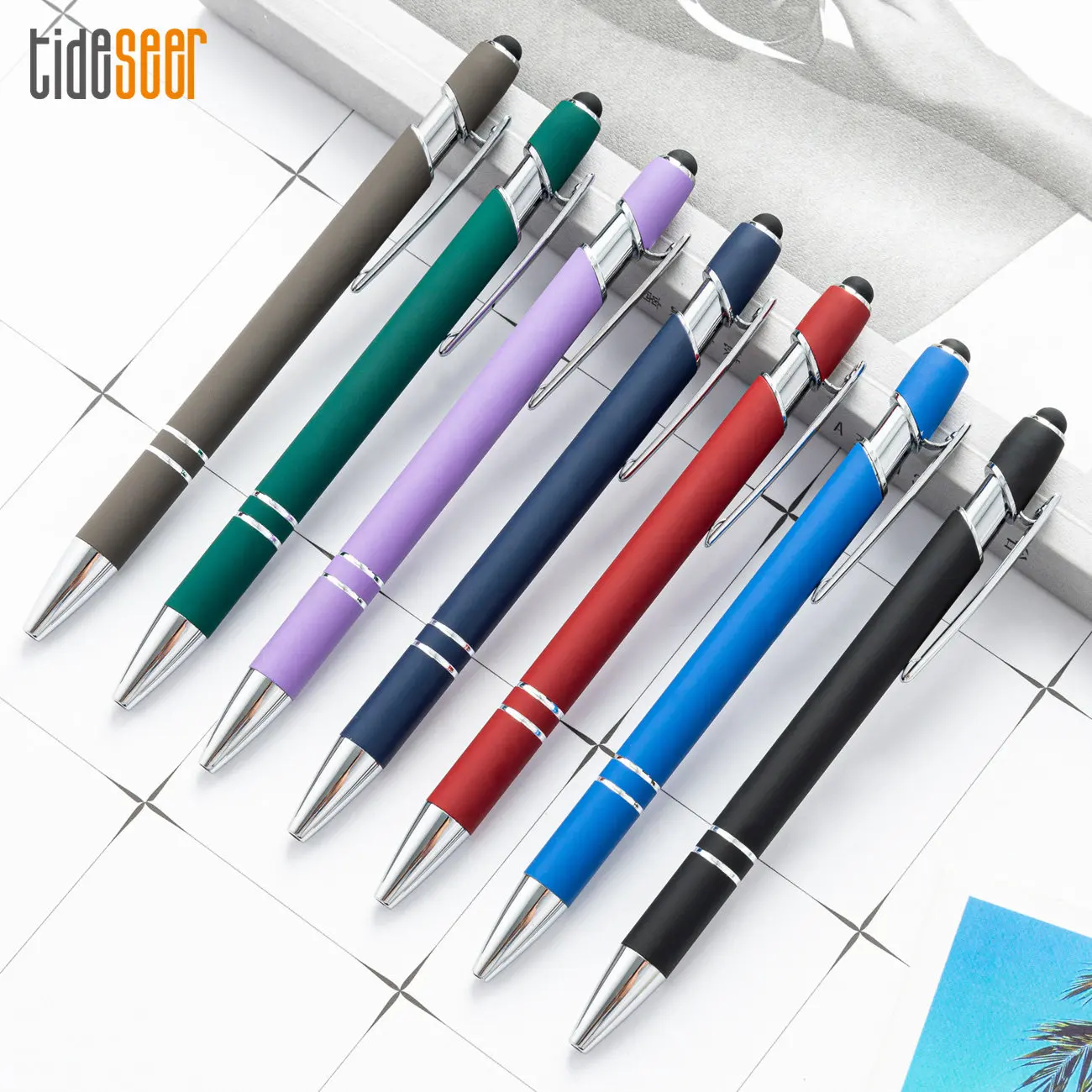 200pcs Multicolour School Student Office Ballpoint Pen Metal Stylus Touch Screen Pencil