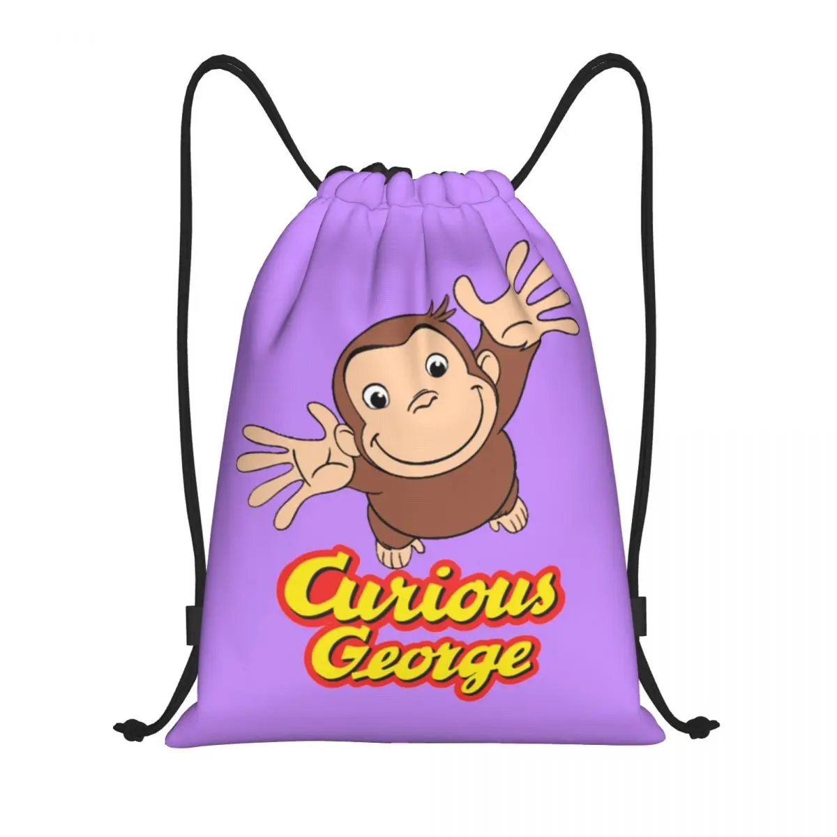 Custom Curious George Trekkoord Rugzak Tassen Mannen Vrouwen Lichtgewicht Aap Cartoon Gym Sportzakken Voor Op Reis