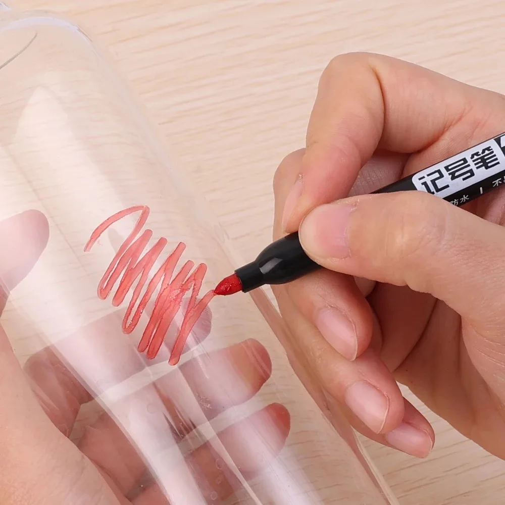6 PCS Permanent Marker Pen Manga Drawing Markers Black Blue Red Waterproof Ink Sketch Pens Stationery Art School Supplies view 6