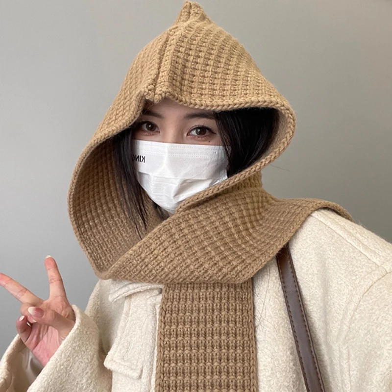 Heißer Verkauf Schal Integrierte Warme Herbst Und Winter Mit Kapuze Schal Hut Dual-Zweck Gestrickte Schal Wolle Hut