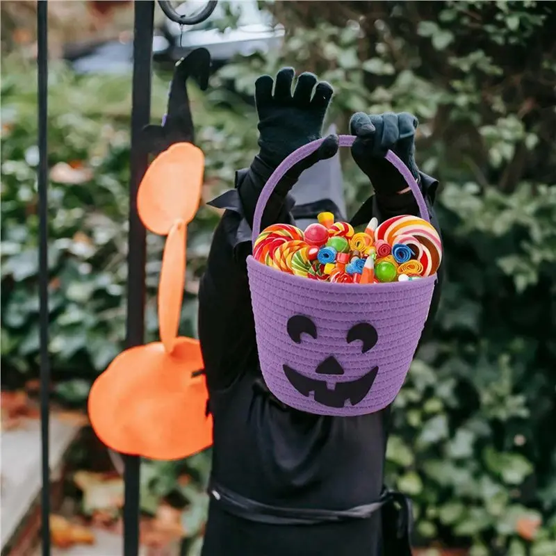 سلة الهالوين MACH-2X للأطفال، سلة خدعة أو علاج، دلو حلوى اليقطين اللطيف، حقائب للبنات/الأولاد سلال هدايا فارغة