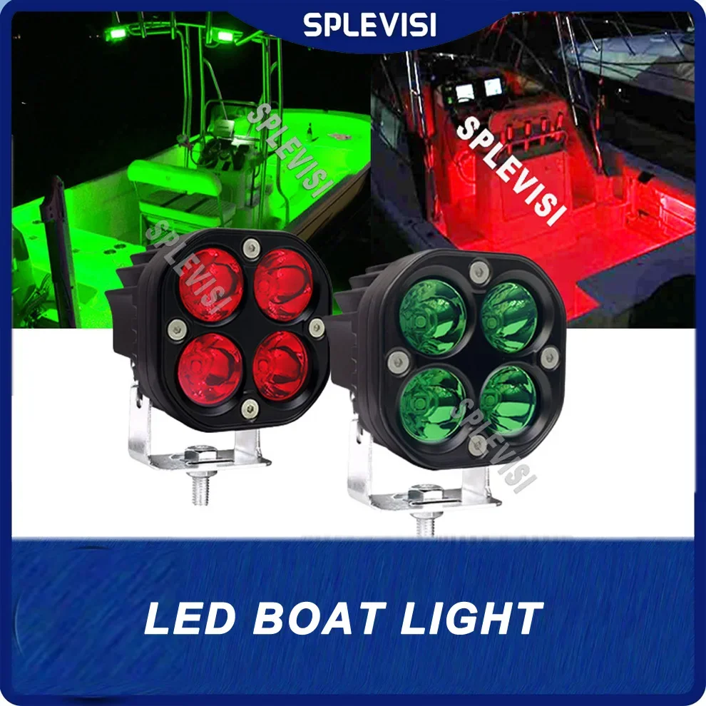 Red & Green Kif Pontoon Boat Docking Headlights, Marine Led Light for Kayak Bass Boat Spreader Light,T-top,Navigation Light