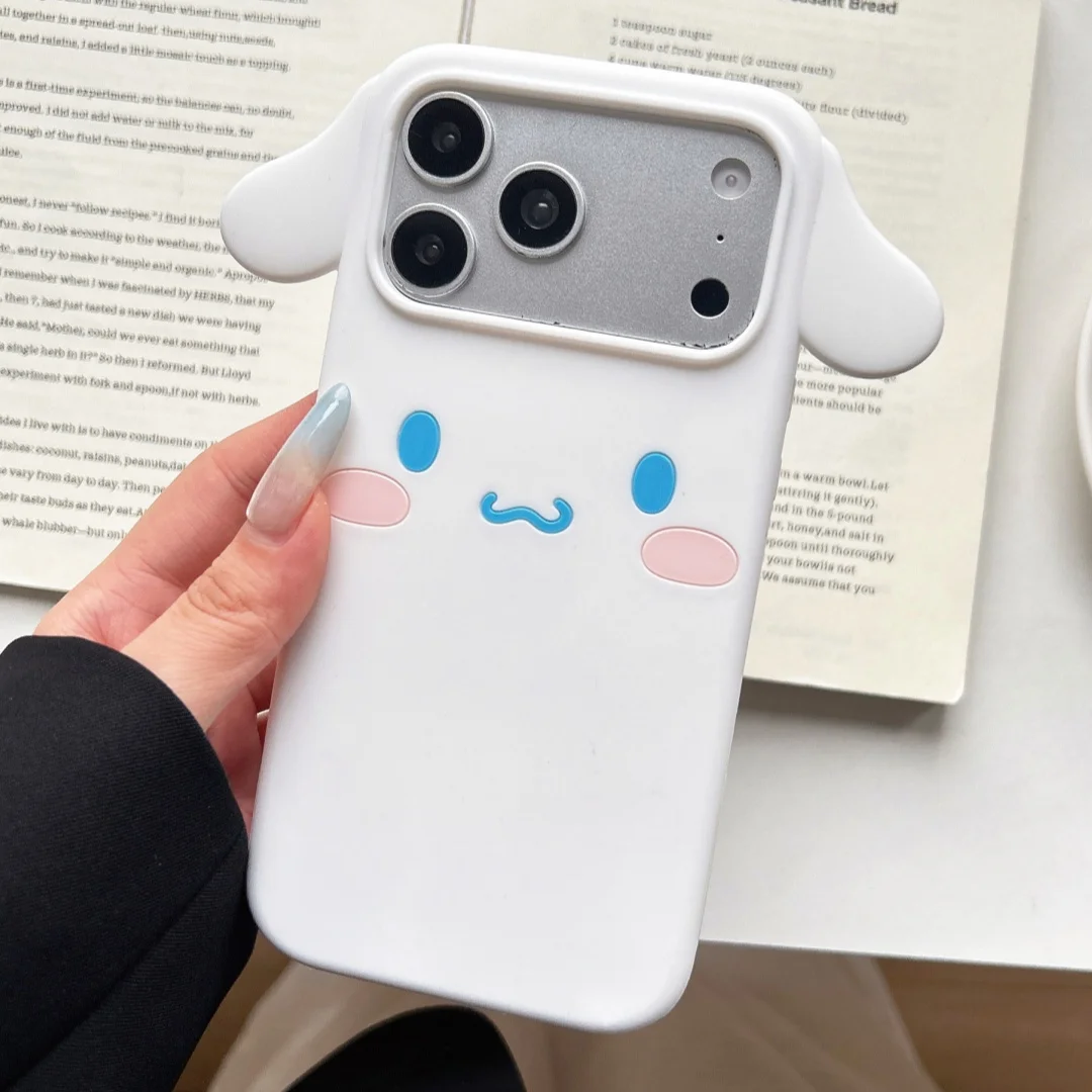 Niedliche weiße Cinnamoroll matte Silikon-Handyhülle für iPhone 17 16 15 14 13 Pro Max 17 Pro 3D stoßfeste schützende weiche Abdeckung