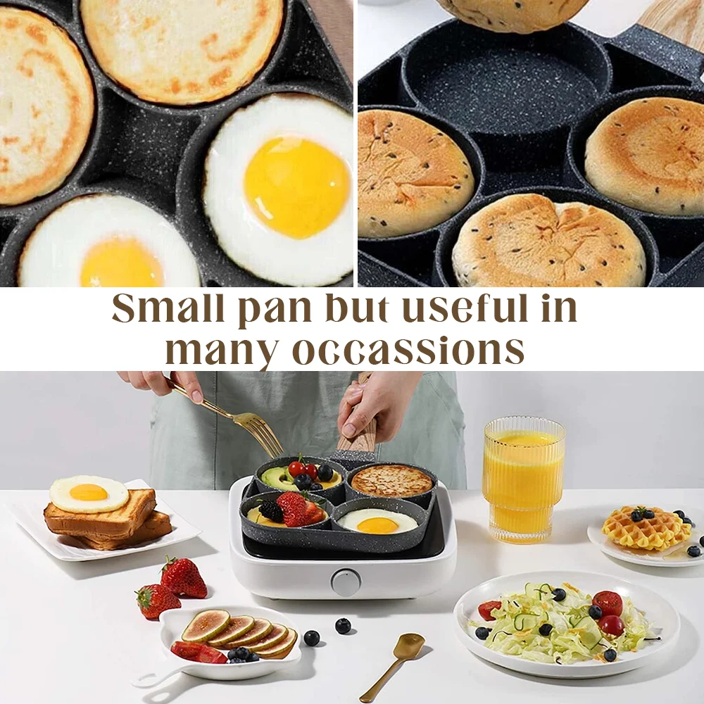 4 حفرة مقلاة غير عصا فطيرة البيض مقلاة الإفطار برغر البيض فطيرة صانع الحجر الطبي أربعة حفرة عجة عموم