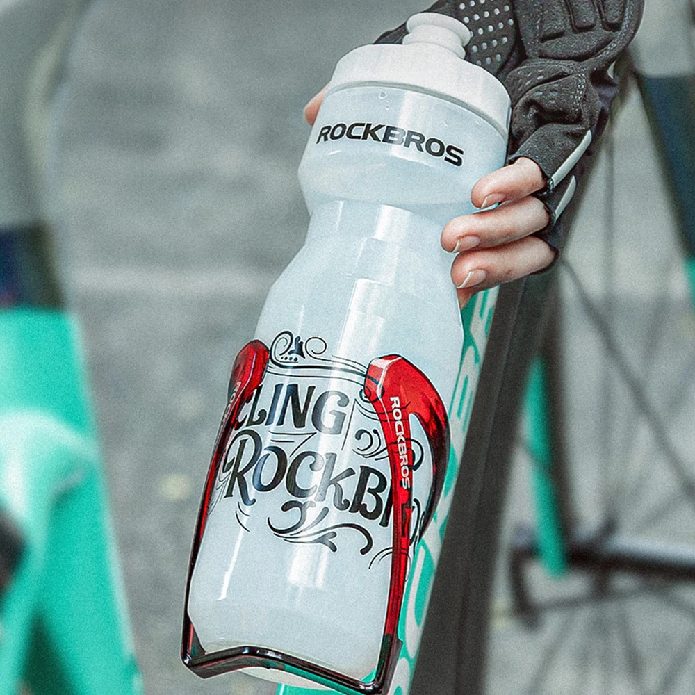 ROCKBROS Bicycle Water Bottle Plastic Outdoor Running Sports Squeeze Mug Cycling Kettle Bike Cup with Bottle Bracket