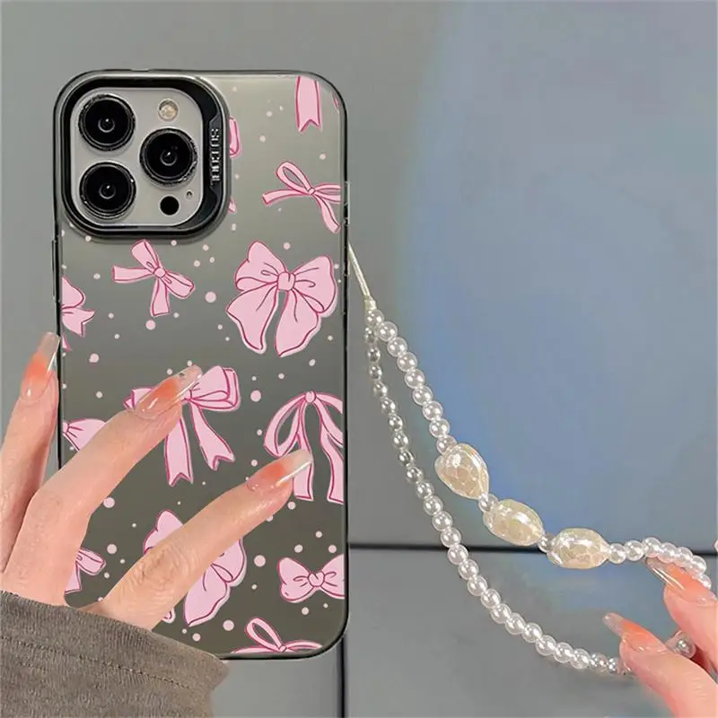 Laser Matte Pearl Chain Case For OPPO Realme C53 C51 C31 C33 C35 C55 C12 C15 C21Y C25 C20 C11 5 8 8i 5i 9i 12 10 11 Pro Reno 8T