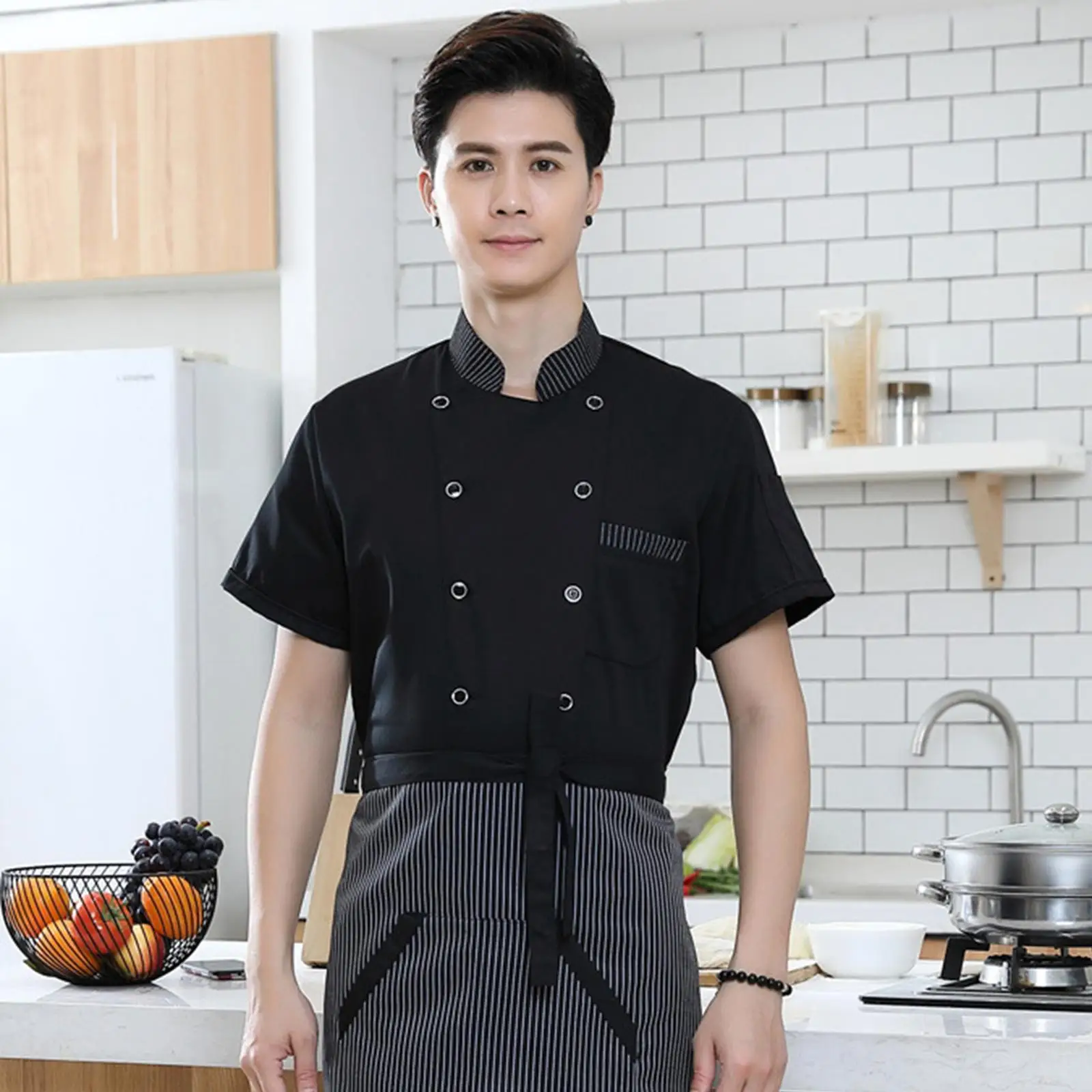 Exquisite Catering Chefs Work Clothes Skin-Friendly And Breathable Restaurant Work Short Sleeved