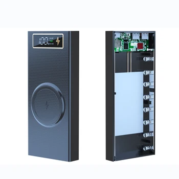 8*18650 güç banka durumlarda pil tutucu çift USB tip C şarj DIY kabuk iPhone Xiaomi Huawei için 18650 pil kutusu saklama kutusu