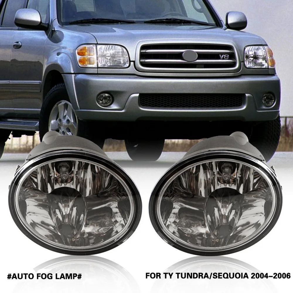 

July King Car Fog Lamp Assembly for Toyota Tundra Sequoia 2004 2005 2006, 4300K Halogen Fog Lamp Blub +Harness + Switch