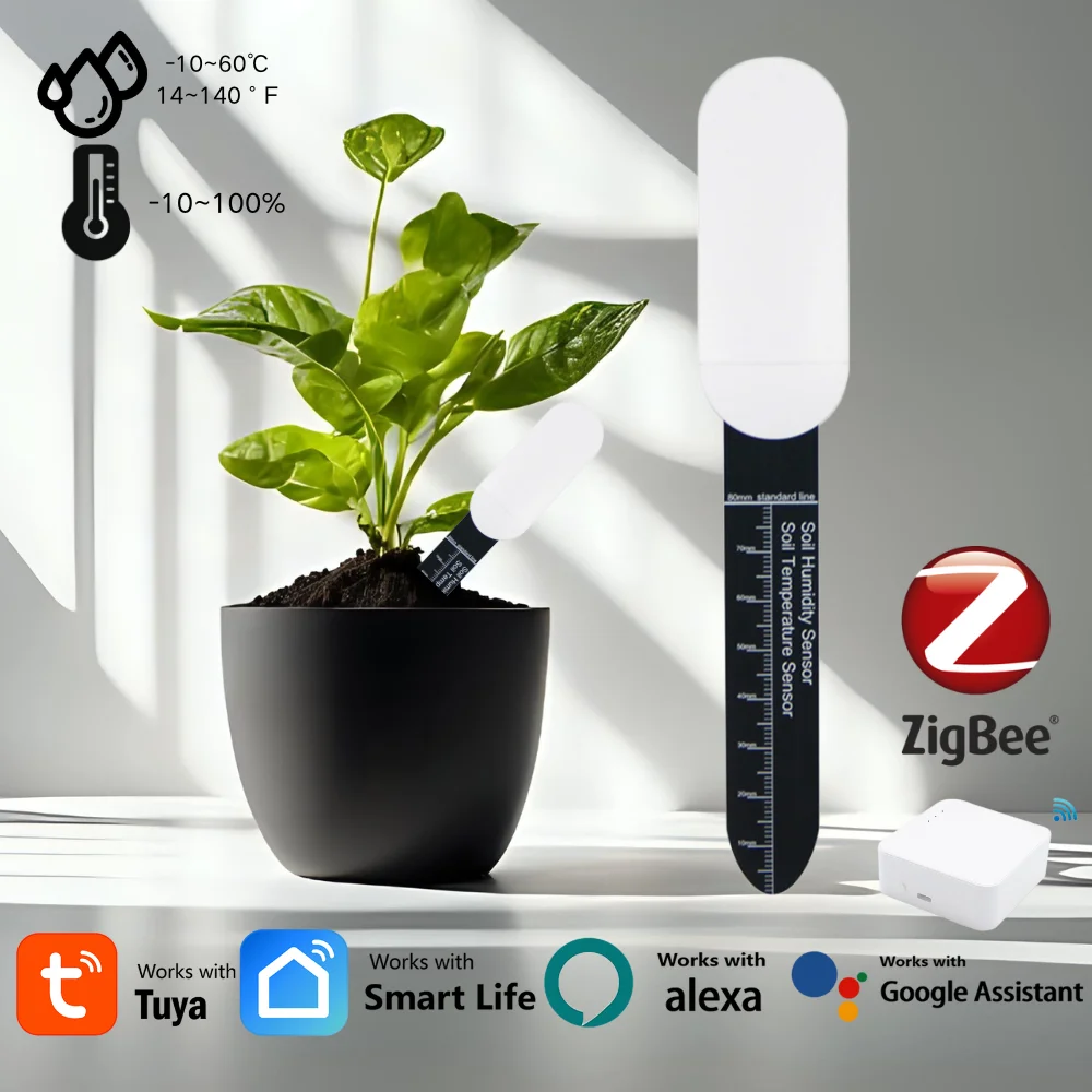 

Zigbee Wireless WiFi Soil Sensors via the Tuya or Smart Life app carry out real-time monitoring of soil temperature and humidity
