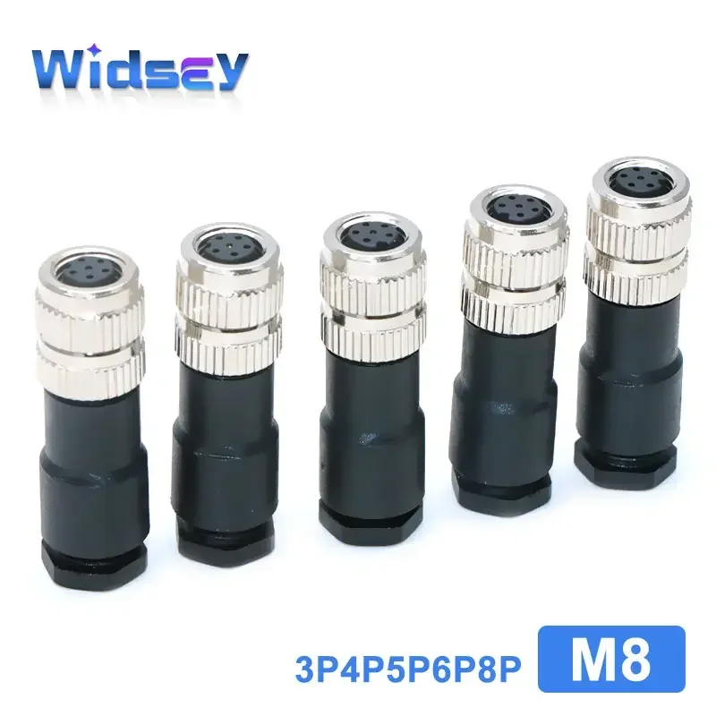 M8 Assembled Aviation Plug Sensor A-code Female Head 3pin 4pin 6pin 8pin Waterproof Connector B-code 5Pin Switch Connecting Wire