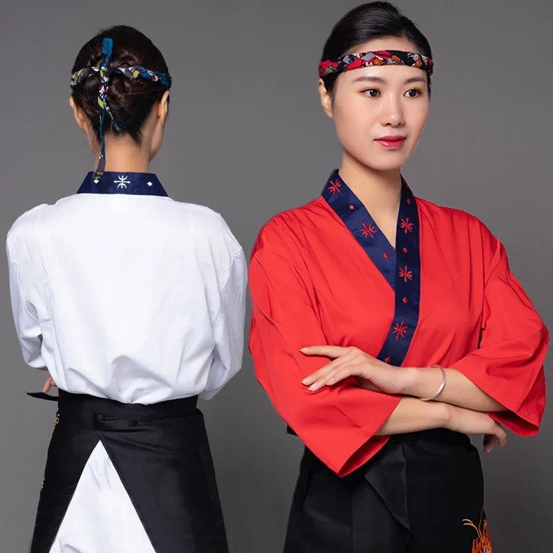 Uniformes de Chef de Style japonais, Kimono Teppanyaki Sushi Cuisine Restaurant Service alimentaire vêtements de travail manteau de Chef vestes vêtements de cuisinier