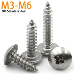 20/55pcs M3 M4 M5 M6 304 Stainless Steel Phillips Recessed Truss Head Self-tapping Cross Mushroom Head Wood Screws length:6-40mm