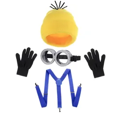 disfraz Anime Minions Cosplay Costume Yellow Beanie Stretchy Gloves Steampunk Goggles Halloween Party Costumes for Adult