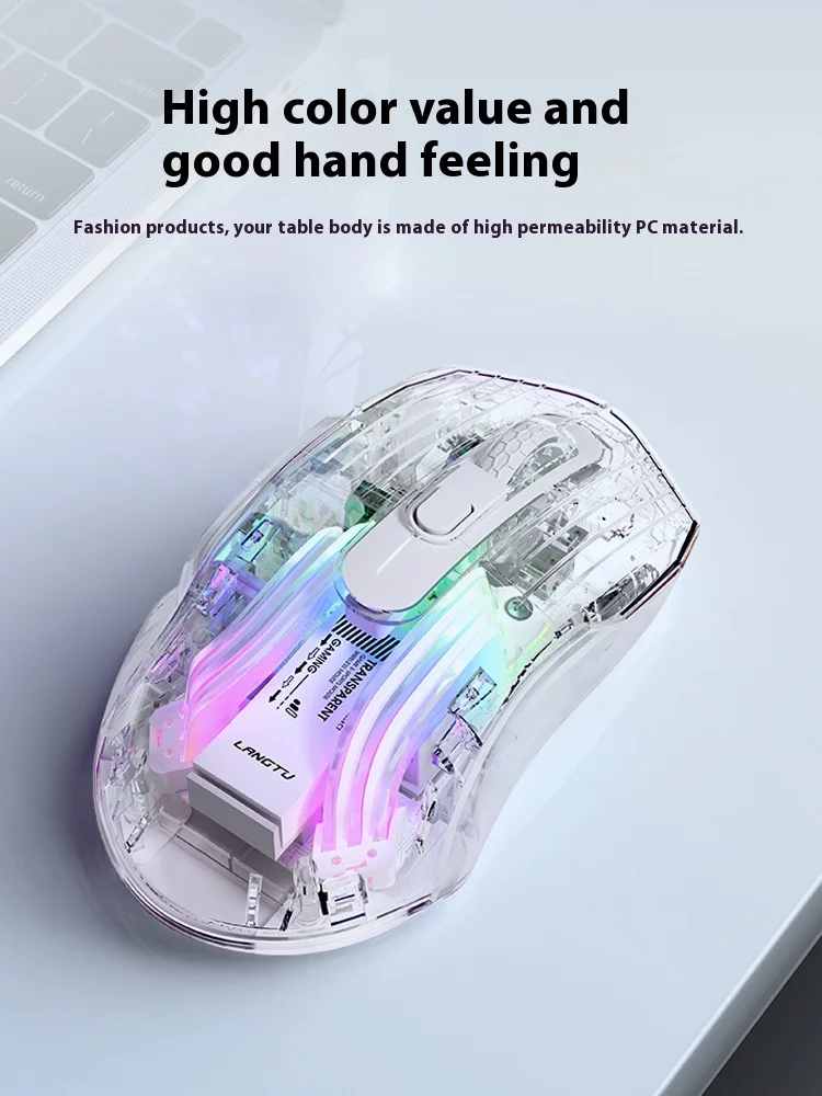 LANGTU G4 Wired Lighting Transparent Esports Game Macro Mouse  Cf Dpi Wireless Dual-Mode Charging Multi-Scene General