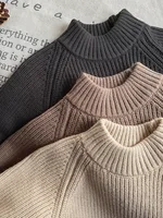 2025 Autumn New Children Sweater Solid Baby Girls Knitted Pullover Kids Boys Casual Vintage Sweater Cotton Toddler Clothes 4