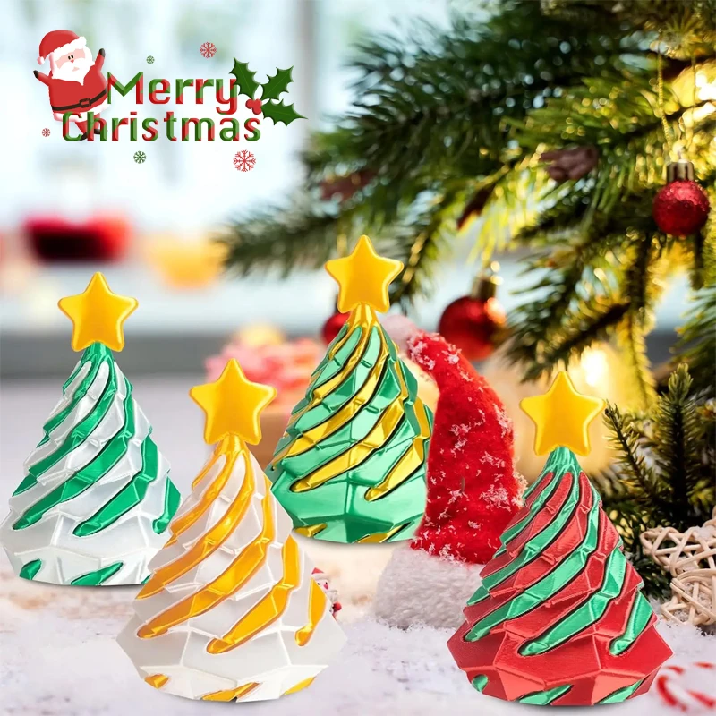 

Двухцветная 3D печатная рождественская елка, спиральная сенсорная игрушка-непоседа с функциями головоломок, креативный образовательный подарок для снятия стресса